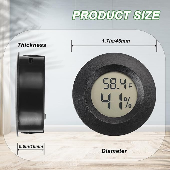 Mini Hygrometer Digital Thermometer Humidity Meter 10 Pack Hygrometer Thermometers Indoor/Outdoor Humidity Monitor Reptile Thermometer for Greenhouse Garden Cellar Fahrenheit(℉)/ Celsius(℃) - Image 2