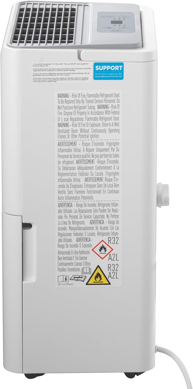 DuraComfort Dehumidifier for Basement up to 2,500 Sq Ft, 2025 Energy Star, Max to 35 Pints/Day Quiet Dehumidifier with Drain Hose, Smart Humidistat & Timer for Home, Bedroom & Bathroom - Image 3