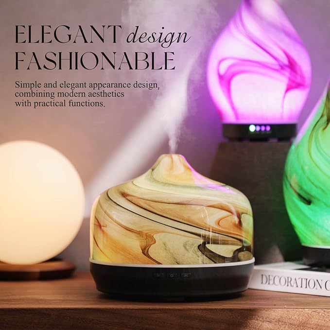 Porseme 500ml Glass Essential Oil Diffuser Aromatherapy Ultrasonic Cool Mist Humidifier 15-21 Running Hours Waterless Auto-Off Air Diffusers for Sleeping Yoga Office Working Spa and Rest (Jupiter) - Image 4