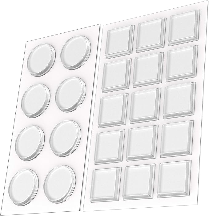 1 Inch Clear Adhesive Bumpers Combo Pack (Square, Circle) - Made in USA - Set of 23 Transparent Glass Protective Pads, Self Stick Rubber Pads for Glass Table Top, Furniture Feet, Picture Frames - Image 2