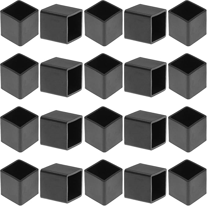 20Pcs Square Furniture Leg Caps 3/4" x 3/4" (20 x 20mm), Anti-Slip PVC Chair Leg Caps, Furniture Floor Protectors for Chair Table Sofa, Black by Bonsicoky