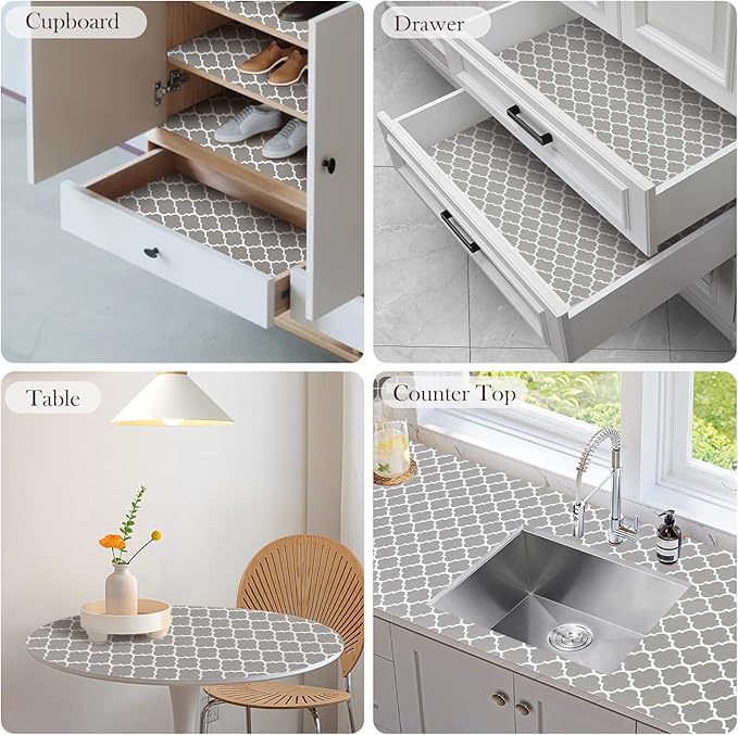 Drawer and Shelf Liner, Non-Slip Kitchen Cabinet Liners Non-Adhesive Thick Strong Grip Waterproof Washable Mats Protect Dresser Shelves Cupboard Bathroom Cabinets, Gray, 18 in X 30 FT - Image 9