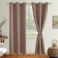Hiasan Blackout Curtains for Bedroom, 38 x 84 Inches Long - Thermal Insulated & Light Blocking Window Curtains for Living Room, 2 Drape Panels Sewn with Tiebacks, Cappuccino by Hiasan