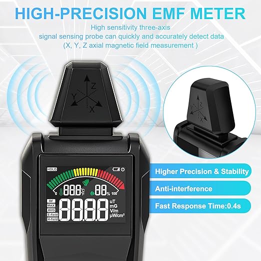 EMF Meter Radiation Detector,5-in-1 EMF Detector,Magnetic Field & Radio Frequency Detector for EF MF RF Temperature Humidity,EMF Reader for Home,Office EMF Inspections and Ghost Hunting - Image 5