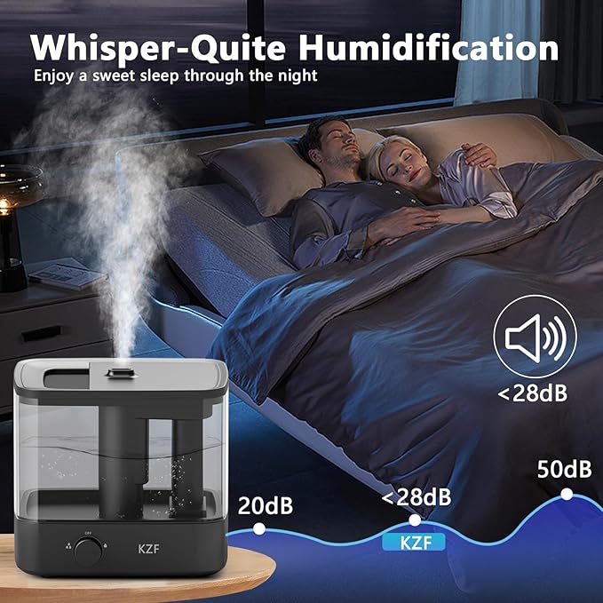 KZF 2.3L Top-Fill Cool Mist Humidifier – Whisper-Quiet, Up to 30 Hrs Runtime, Auto Shut-Off, Ideal for Bedroom, Baby Nursery & Plants - Image 4