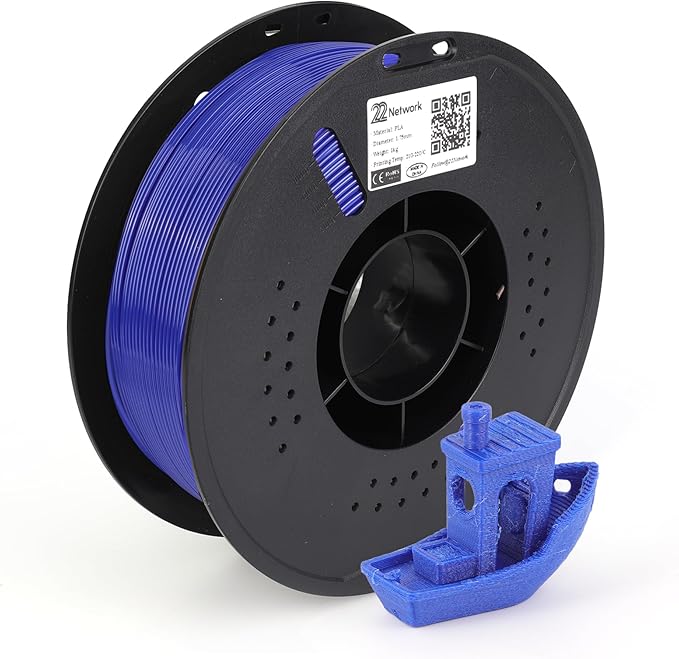 22 Network PLA 3D Printer Filament 1.75mm, 1kg Spool (2.2lbs), Dimensional Accuracy ±0.02mm, Fit Most FDM Printers (Dark Blue) by Home