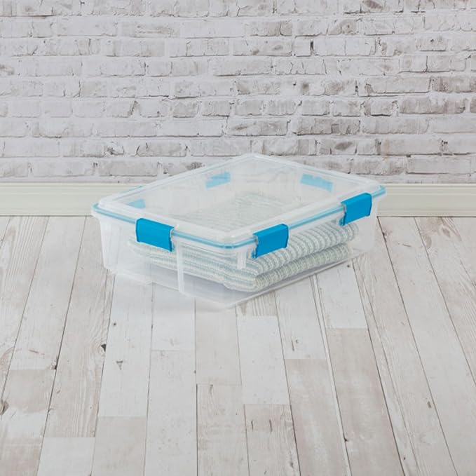 Sterilite 8-Pack Gasket Box, Weather-Resistant Storage Bins with Latching Lids, 37 Quart - Heavy-Duty Organizing Containers for Closet, Bathroom, and Office - Image 5