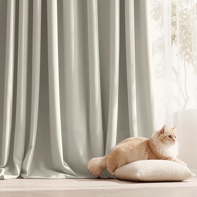 RYB HOME Outdoor Curtains for Patio Waterproof Tab Top Block Sunlight Thermal Insulated Privacy Assured Thick Outside Curtains for Porch, Balcony, Pool, W52 x L95, Natural, 1 Panel - Image 5