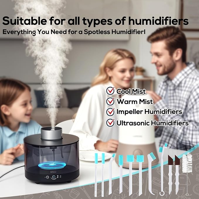 XANGNIER 11 Pcs Humidifier Cleaner Brush Set – Small Detail Cleaning Brushes for Crevices, Gaps, Corners, Keyboard, Bottle, Tiles, and Tight Spaces – Household & Travel Cleaning Tools - Image 2
