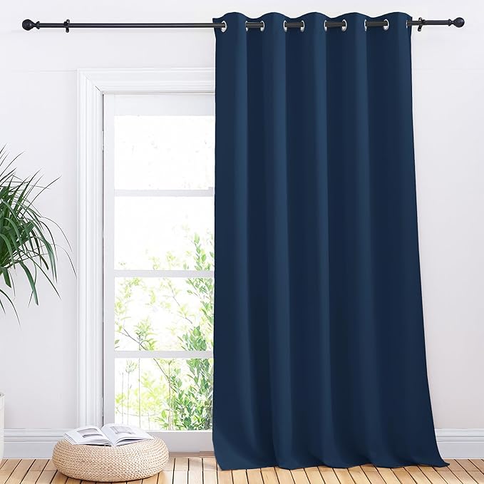 NICETOWN Sliding Door Curtains, Wide Thermal Blackout Patio Door Curtain Panel, Moroccan Blue, W70 x L95, Sliding Door Drapes/Draperies with Grommet Top by NICETOWN