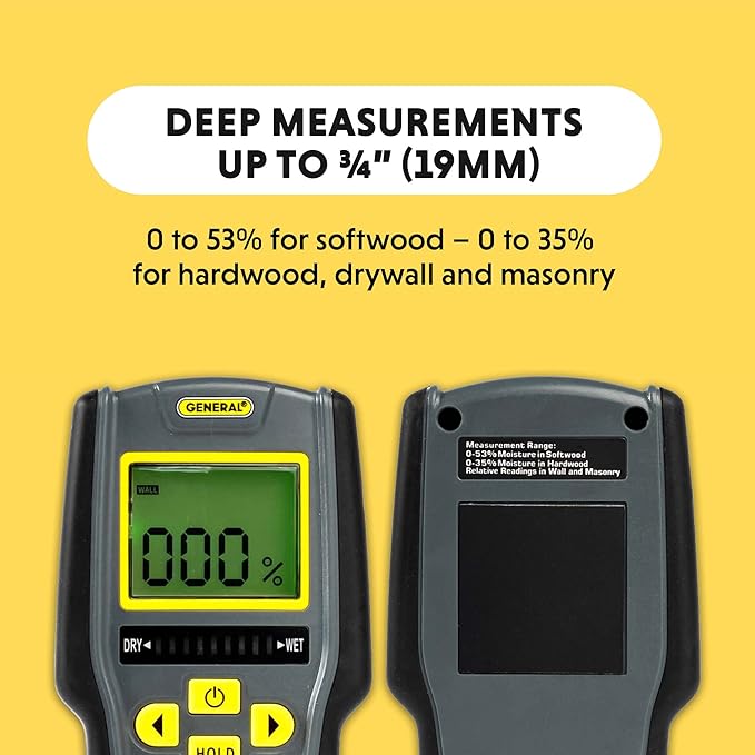 General Tools Digital Moisture Meter MMD7NP - Humidity Sensor- Pinless and Non-Invasive - Image 4