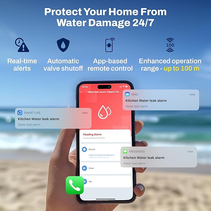 Smart Zigbee 3.0 Water Shut Off Valve 3/4" | Automatic Shut Off Valve for Leak Detection Sensors, Tuya Smart Compatible, Requires Zigbee Hub & Sensors | IP55 Waterproof, Built-in Capacitor - Image 3