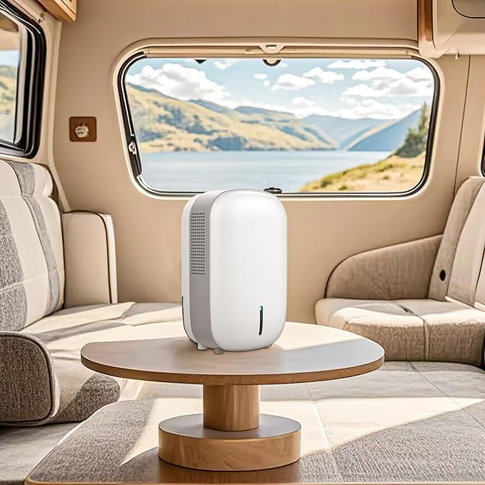 Mini Dehumidifier for Small Bathroom. Quiet. Auto Shut-OFF. Power Off Memory. Electric Dehumidifier for Small Space. Good for Bathroom Basement Bedroom Closet Safe Pantry RV Camper Yacht - Image 5