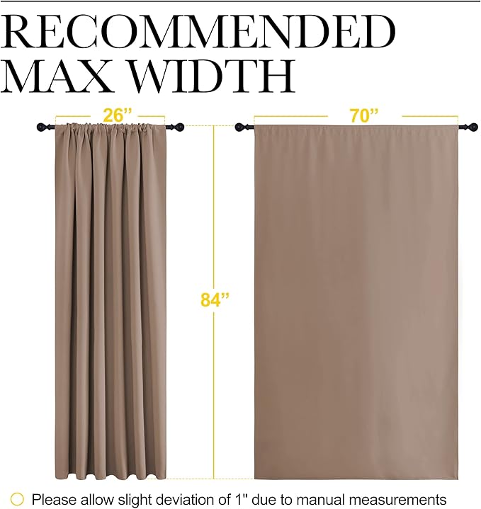 NICETOWN Kids Blackout Curtain Panels - Window Treatment Thermal Insulated Solid Rod Pocket Blackout Drapes for Bedroom (Cappuccino, Set of 2, 70 by 84 Inch) - Image 7