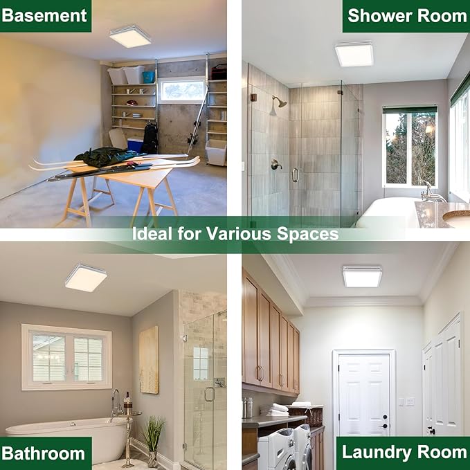 Akicon Bathroom Exhaust Fan with Shower Light, 15W Dimmable 3CCT LED with 3.5W Night Light Vent Fans, 80 CFM, 2 Sones Bath Fan Light Combo for Bathroom and Home, Square, Silver - Image 7