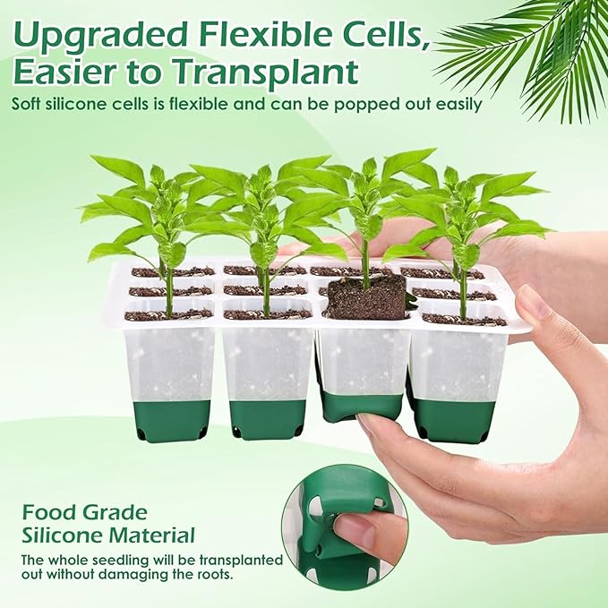 Seed Starter Tray, Seed Starting Trays with Adjustable Ventilation Humidity Planting Pot Plant Starter Kit Greenhouse Propagator Biodegradable Seedling Germination Trays Xmas (Green) - Image 5