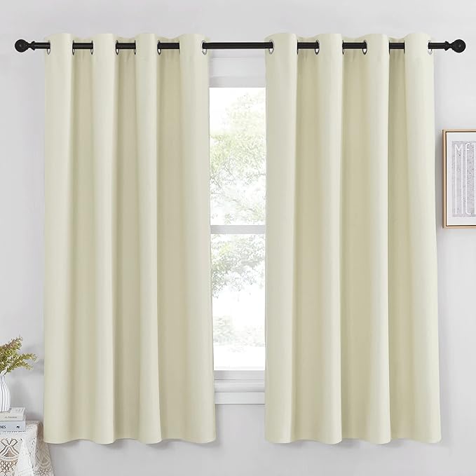 NICETOWN Blackout Beige Curtain for Bedroom 63 inches Length - Grommet Thermal Insulated Room Darkening Window Treatment Sound Reducing Privacy Drapes for Living Room (1 Piece, W52 x L63) by NICETOWN