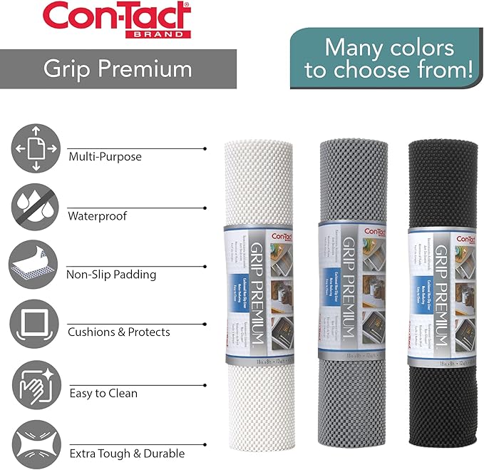 Con-Tact Brand Grip Premium Shelf Liner, Thick and Non-Adhesive Drawer Liner, Multi-Purpose and Easy to Use, 12" x 4', Black, Pack of 1 - Image 6