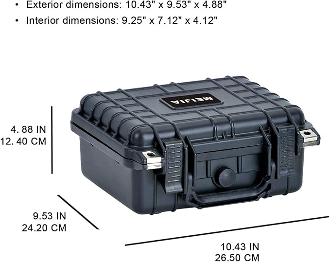 MEIJIA Portable All Weather IP67 Waterproof Protective Case,Hard Camera Case,Dry Case with Customizable Foam,Fit Use Of Drones,Camera,Equipments,10.62 x9.68x4.87inches - Image 3