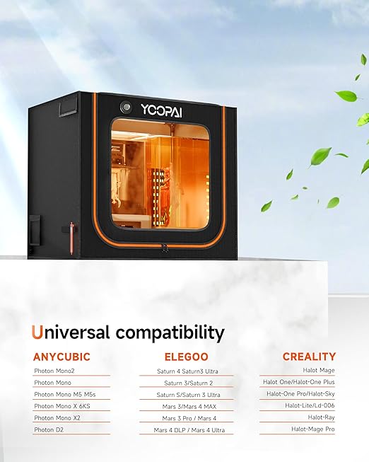 Multifunctional Large Resin 3D Printer Enclosure with Ventilation Kit LED Light, 3D Print Vented Enclosure Eliminate Odors Dustproof Isolate Noise Tent Cover Compatible with LCD Resin UV 3D Printer - Image 8