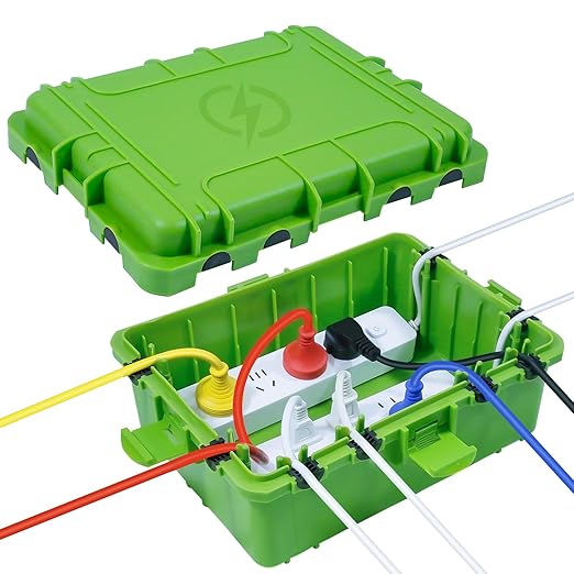 Large Outdoor Electrical Box Waterproof, IP54 Extension Cord Cover Weatherproof Outdoor Outlet Covers, Protect Power Strip, Timer Outlet, Plug, Socket, Holiday Light, Green (12 x 9X 5 inch) by OUTDSPLY