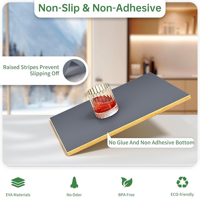 Shelf and Drawer Liner for Kitchen Cabinet, Non-Adhesive 18in x 120in Waterproof Durable Thickened EVA Material Easy-to-Cut Contact Paper Non Slip Mat for Refrigerator, Cupboard, Dresser - Image 2