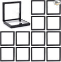 Framendino, 20 Pack Black 3D Floating Frame Display Case Challenge Coin 3.5x3.5x0.8 Holder Stands Jewelry Storage Box for AA Medallion Shells Gems by Unknown