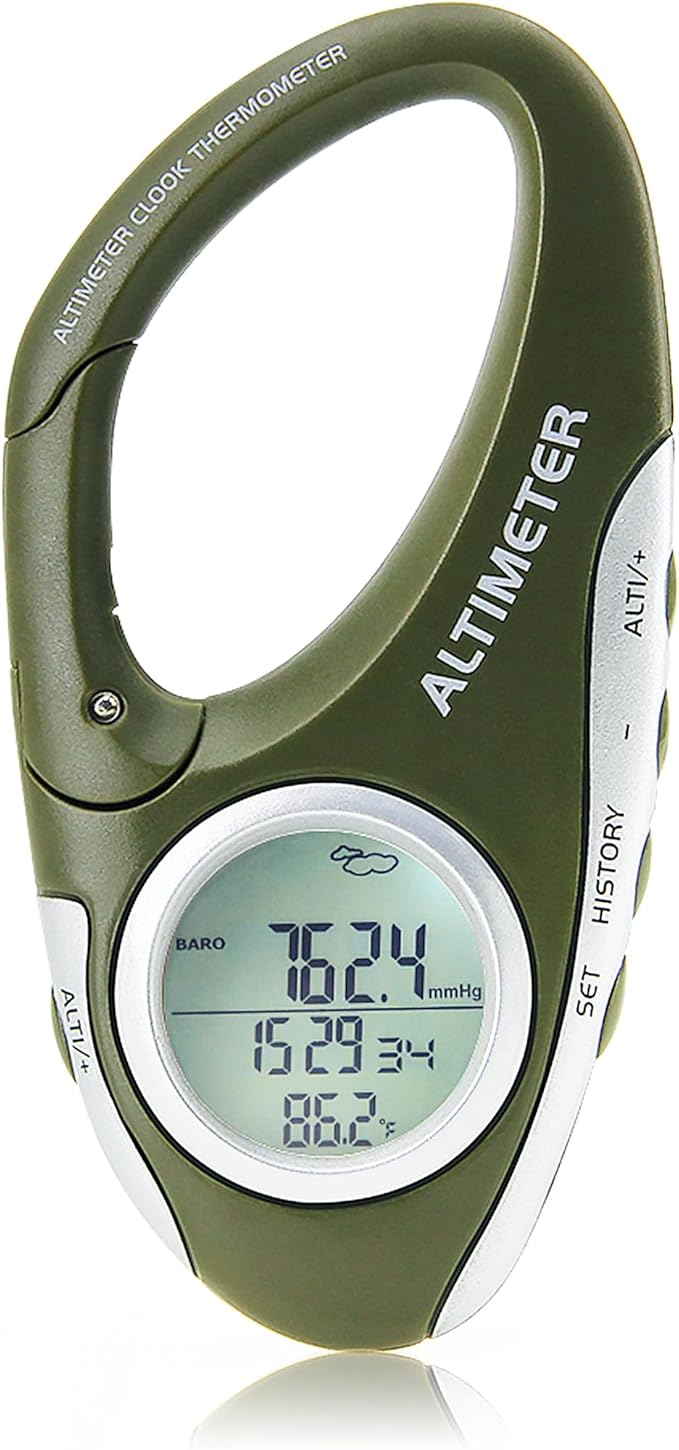 Digital Altimeter Portable Compass with Weather Forecast Multi Function Altimeter Barometer for Hiking, Camping, RVs and Outdoor Activities by AMTAST