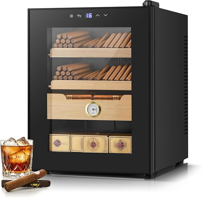 FOHERE Cigar Humidor Electric 33L with Temperature Control, Cigar Cooler with Humidity Control, Spanish Cedar Wood Shelves and Thermometer(280 Counts Capacity), Gift for Businees Partner by HOME