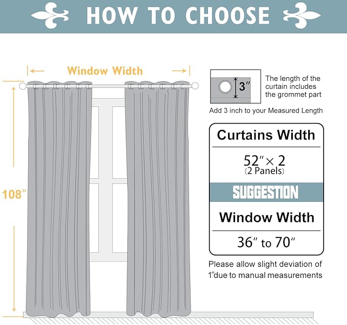 ChrisDowa Blackout Curtains 108 inches Long for Bedroom - 2 Panels Set Grommet Thermal Insulated Room Darkening Curtains for Living Room (Grey, 52 x 108 Inch) - Image 5