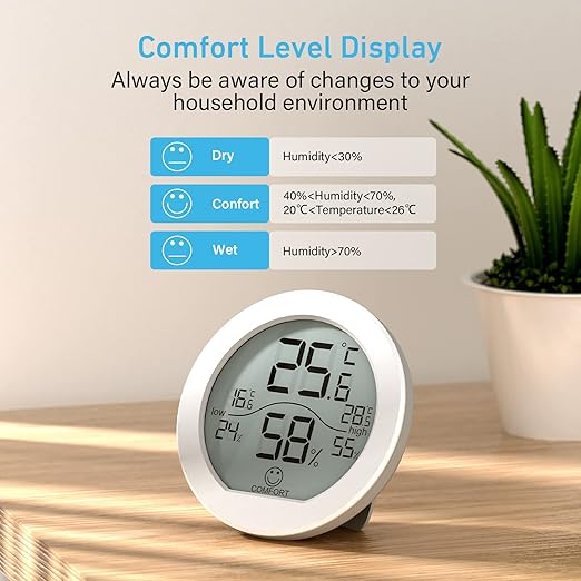 Digital Hygrometer 3 Pack Room Thermometer and Humidity Gauge LCD Hygrometer with Max and Min Records (White) - Image 3