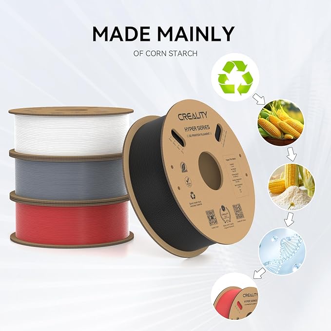 Creality Hyper PLA Filament 1.75mm, 30-600mm/s High Speed 3D Printer Filament, Dimensional Accuracy +/-0.02mm, Fit Most FDM 3D Printers, 4 Pack 1kg Spool(2.2lbs), Black & White & Grey & Red - Image 3