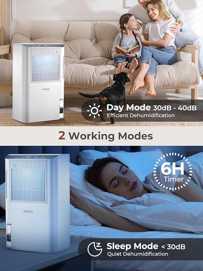 Dehumidifier for Home 1000 Sq.Ft, 85OZ Dehumidifiers for Basement Bedroom Bathroom with Drain Hose, Auto Shut Off, Humidity Display & 7 Color Light - Image 4