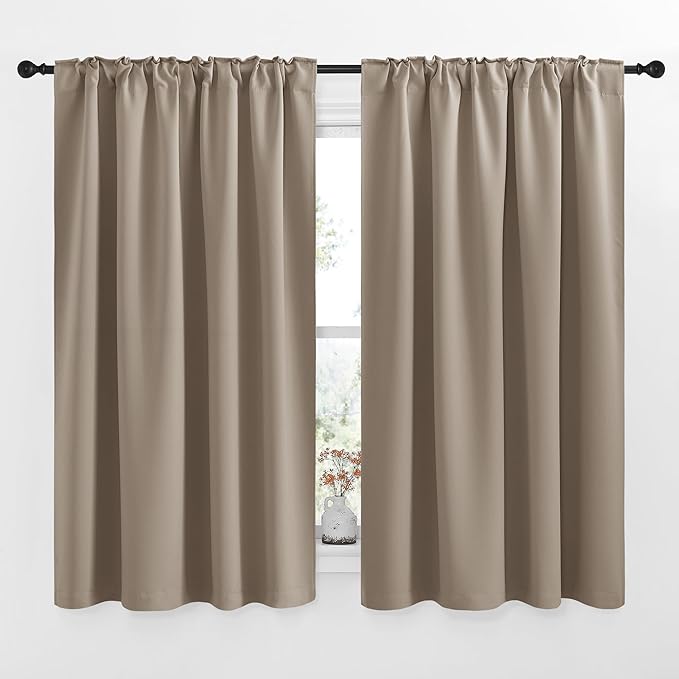 NICETOWN Bedroom Blackout Curtain Panels - (Taupe Color) 52 x 120 inch, 2 PCs, Insulating Energy Saving Solid Rod Pocket Blackout Drapes for Hall, Villa - Image 2