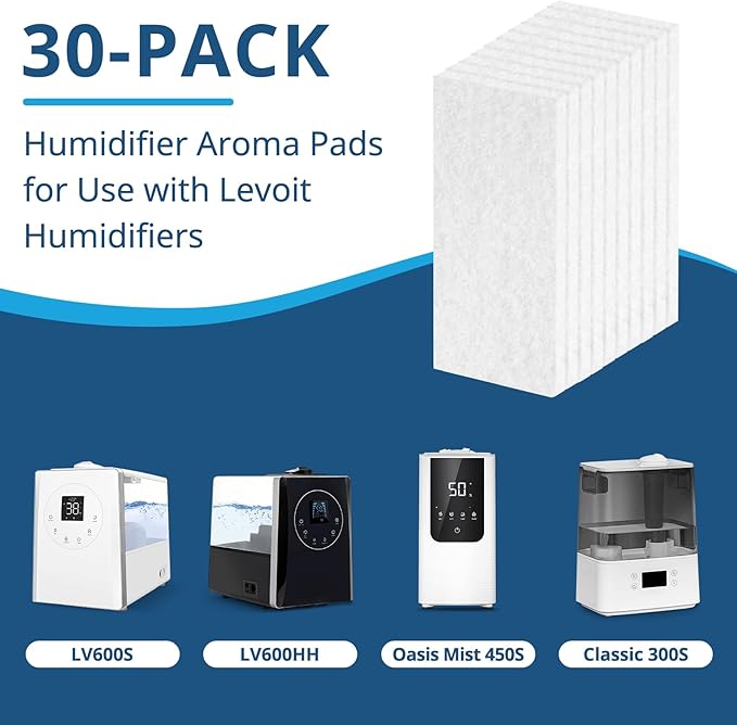 Aroma Pads 30 Packs, Humidifier Replacement Filters Compatible with LEVOIT LV600S, Classic300S, LV600HH, OasisMist450S Humidifiers, Make The Fragrance Stronger and Longer Duration,White - Image 2