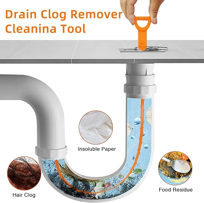 Drain Clog Remover, 25.2inch Flexible Long Pipe Snake Hair Clogs Catcher Cleaner Tool for Toilet, Kitchen Sink, Bathroom Tub, Sewer Drain - Image 4