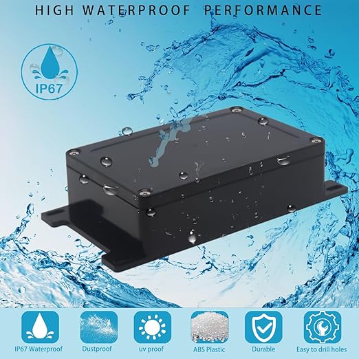 Watertight Junction Box, IP67 Waterproof Project Box Durable ABS Plastic Electronic Enclosure Case for DIY Electrical Project with Wall Fixed Ear 5.91" x 3.94" x 1.73"(150 x 100 x 44 mm) 2Pcs - Image 7
