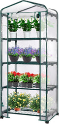 VIVOSUN Mini 4-Tier Greenhouse with Wheels, 27 x 19 x 63-Inch Reusable Portable Warm House with Clear PVC Cover and Shelf for Compact Garden and Small Backyards, with Wheels by VIVOSUN