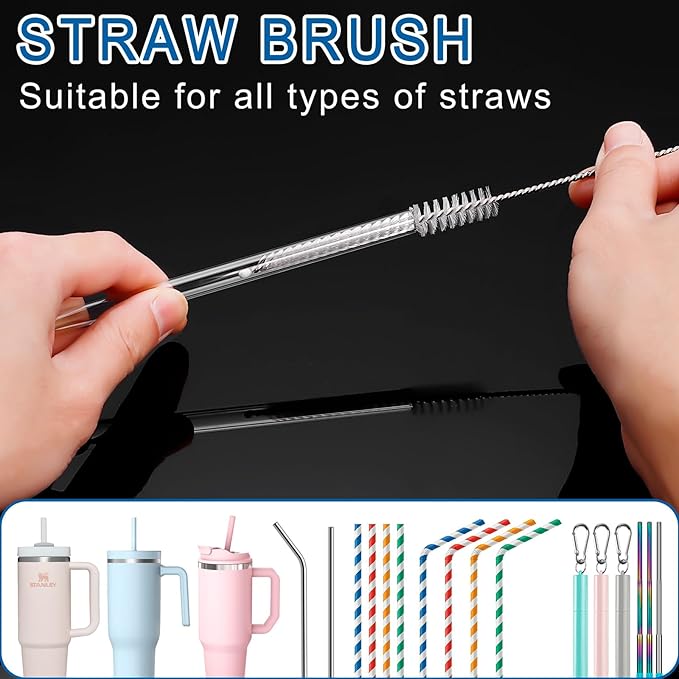 Bottle Brush Cleaning Set - Multi Cup Brush, Water Bottle Cleaner, Crevice Cleaning Brush Pipe & Tube Brushes for Tight Spaces, Grout Brush Cleaner Brush Long Straw Cleaner Brush for Stanley Mug - Image 4