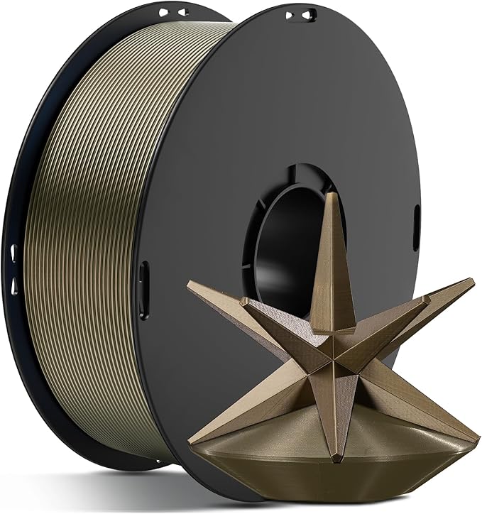 ANYCUBIC Silk Filament, Metal-Like PLA Shiny Clog-Free 3D Printer Filament Metallic PLA 1.75mm Dimensional Accuracy +/- 0.02mm, 1KG Spool (2.2 lbs), Metal Champaign by ANYCUBIC