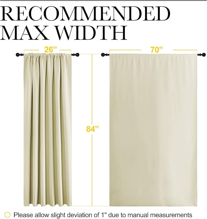 NICETOWN Living Room Curtains, Home Decorations Thermal Insulated Solid Rod Pocket Blackout Drapes for Cafe (Beige, One Pair, 70 x 84-inch) - Image 7