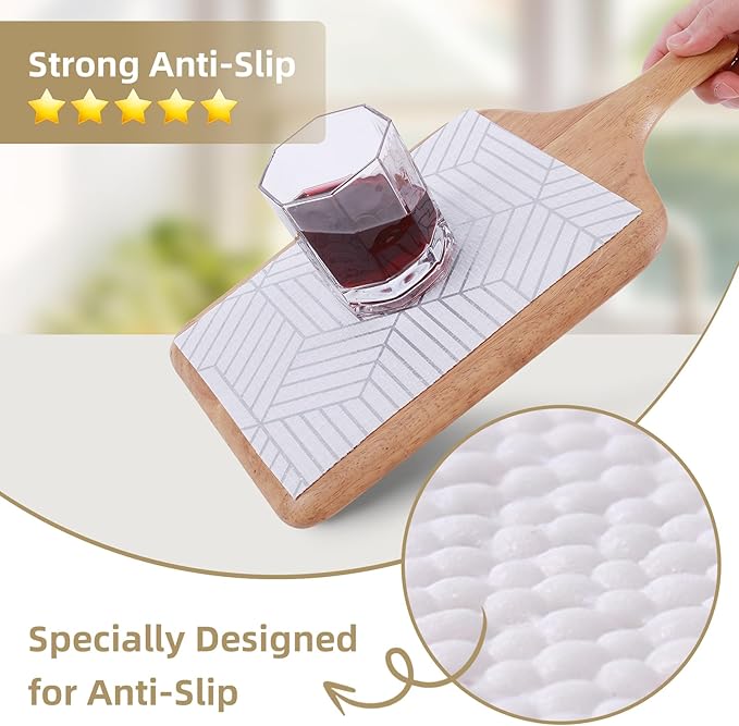 Shelf Liners for Kitchen Cabinets Non Adhesive Shelf Liner Paper Non-Slip Thickened Drawer Liner Easy to Clean for Tool Box Refrigerator with Knife and Tape Measure, Silver Geometric, 23.6 x 354.3 in - Image 2