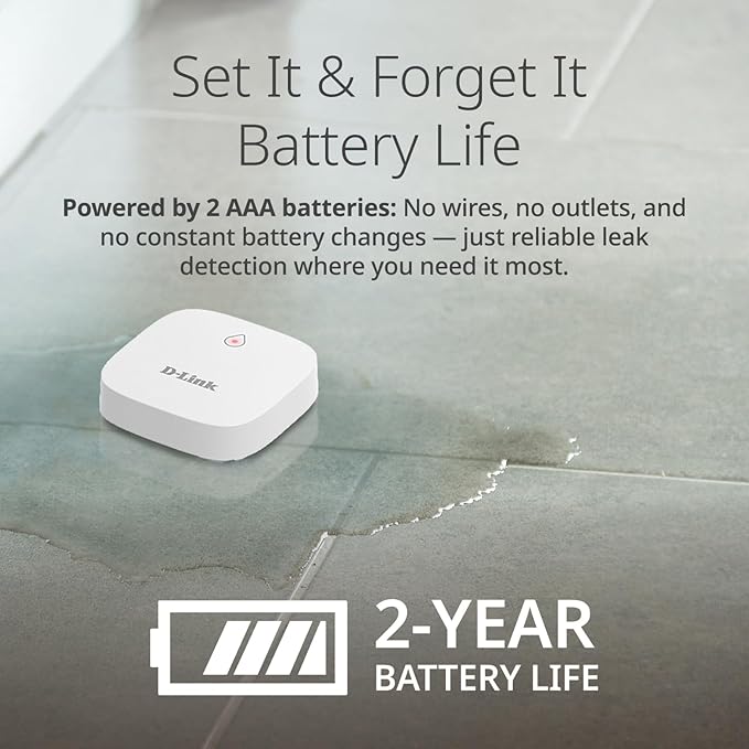 D-Link Add-on Remote Battery-Powered Water Leak Sensing Pod, Long-Range, Compatible Only with SW-A11KT, Single and Multi-Pack (SW-A2) - Image 2
