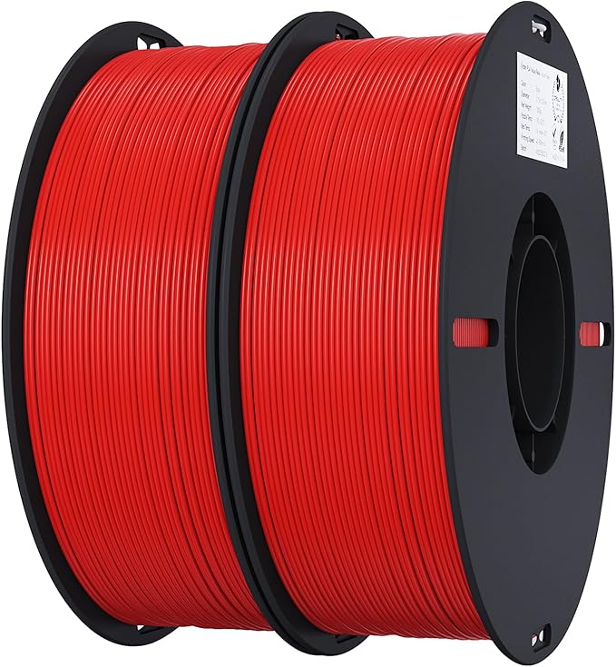 Creality 3D Printer Filament, 1.75mm Bundle 2kg PLA Printer Filament, Dimensional Accuracy +/- 0.02mm, No-Tangling Strong Bonding & Overhang Performance, Fit Most FDM Printer (Red & Red 2-Pack) by CREALITYFALCONLASERENGRAVER