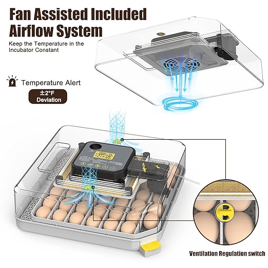 Incubators for Hatching Eggs, 48 Egg Incubator with Humidity & Temp Control and Auto Turner, Incubadora De Huevos De Gallina, Egg Candler, Smart Incubator for Chicken Eggs, Ducks, Goose, Quail - Image 3