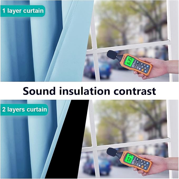 NICETOWN Full Shade Curtain Panels, Blue, 37" Wide x 84" Long, Pair of Thermal Insulated & Energy Efficiency Blackout Curtains for Living Room Windows, Lined Silky Performance Window Dressing - Image 4