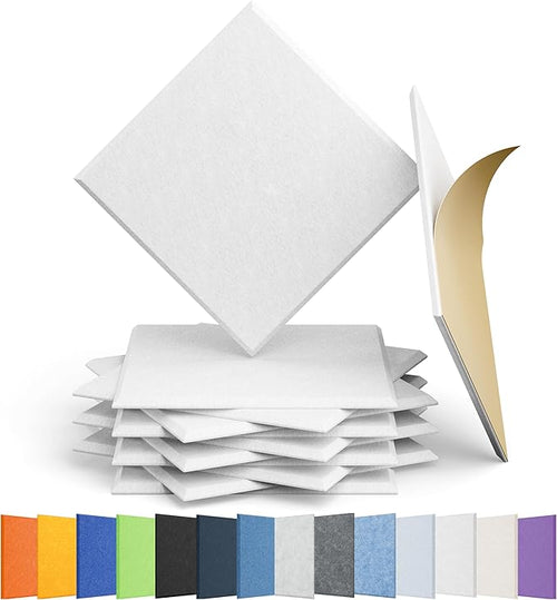12 Pack Acoustic Panels Self Adhesive Sound Proof Foam, High Density Sound Acoustic Panel, 12X12X0.4 Inch Square Panels in Home, Office, Reccording Room, Studio,and more(Snow White) by Amantech