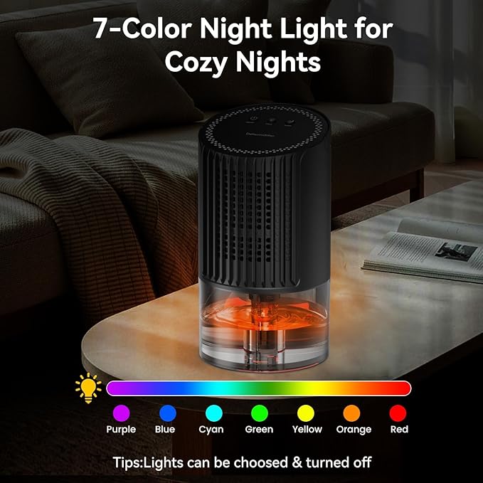 Dehumidifier, 34oz Small dehumidifiers for home, Ultra Quiet (25dB) 350 sq ft Mini Dehumidifier, Portable for Bathroom Bedroom Closet Basement RV, with 7-Color LED, Smart Defrost, Auto Shut-Off - Image 7