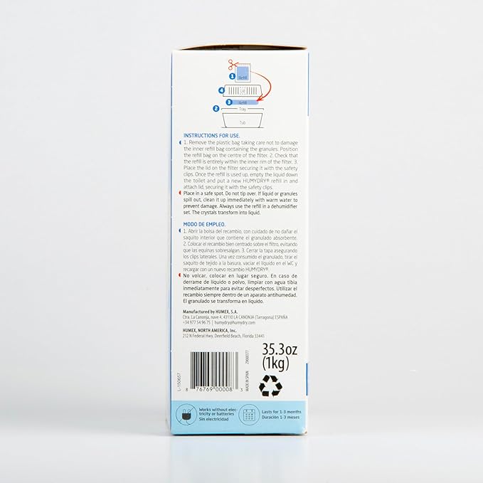 HUMYDRY Moisture Absorber Refills for 35.3 Oz Dehumidifier Device, Pack of 6 Unscented Humidity Absorber Bags, Non Electric Refill Pouches For Basements Garages Offices RVs and Large Enclosed Spaces - Image 8