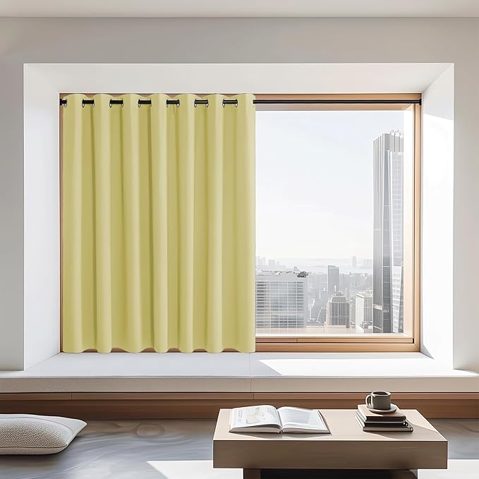 NICETOWN Blackout Curtains 72 inches Long, Grommet Privacy Window Treatment Thermal Insulated Room Darkening Sliding Glass Door Drape for Bedroom Living Room, 1 Panel, W100 x L72, Paler Yellow by NICETOWN